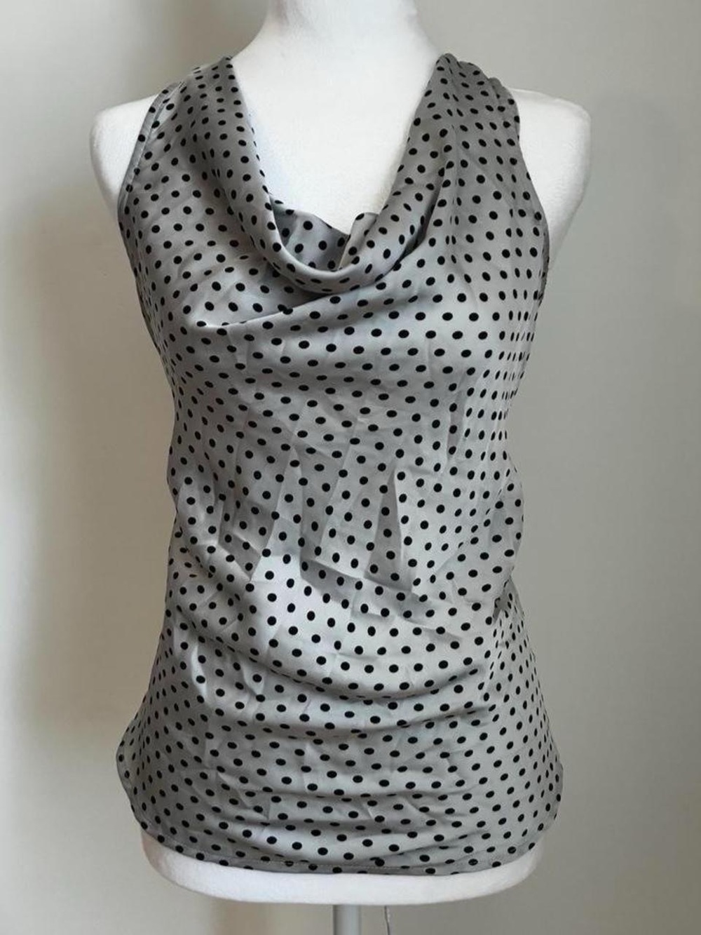 vintage Y2K polka dot cowl neck top